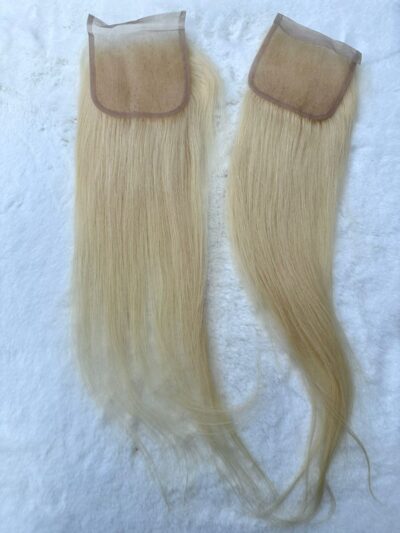 613 straight human hair closure 4×4 blonde lace closure
