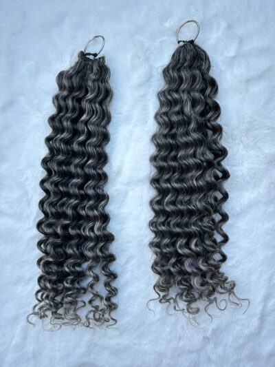 Deep Wave Salt & Pepper Crochet Human Hair 18 Inches