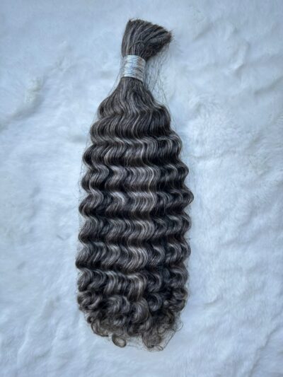 Deep Wave Salt & Pepper Human Hair Braiding Extensions