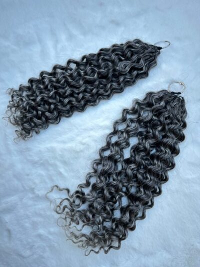 Deep Curly Crochet Salt & Pepper Human Hair 18 Inches